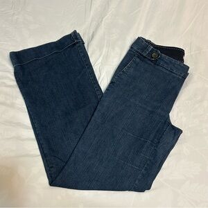 Banana Republic Classic Trouser Leg Jeans Womens 8 Blue Cuff Wide Slash Pockets